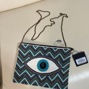 Beaded Eye Pattern Crossbody Bag